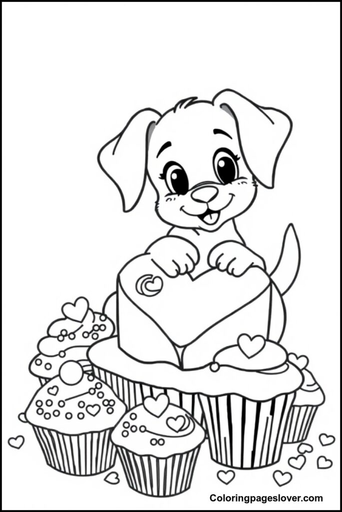 Puppy Valentine Coloring Pages