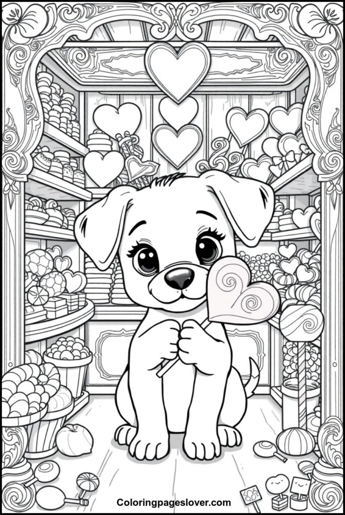 Puppy Valentine Coloring Pages