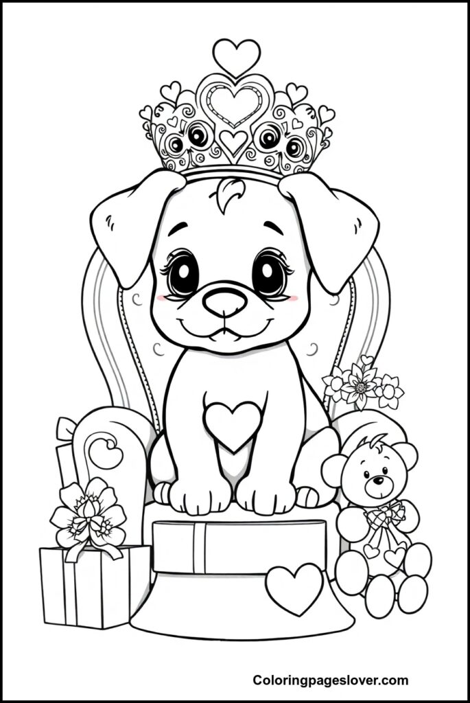 Puppy Valentine Coloring Pages