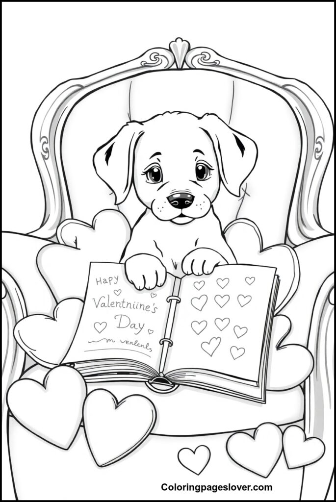 Puppy Valentine Coloring Pages