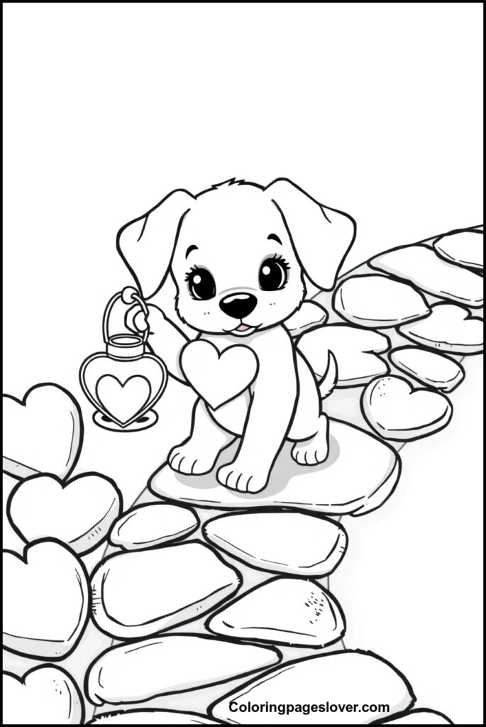 Puppy Valentine Coloring Pages