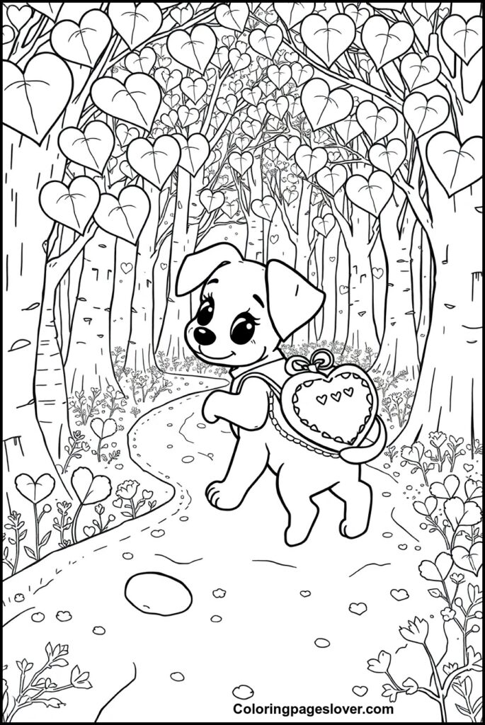 Puppy Valentine Coloring Pages