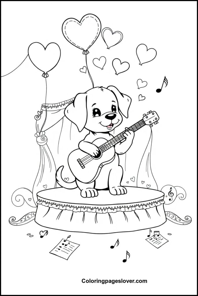 Puppy Valentine Coloring Pages