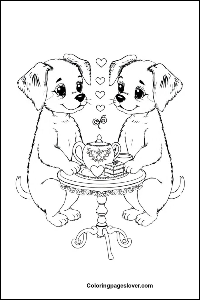 Puppy Valentine Coloring Pages