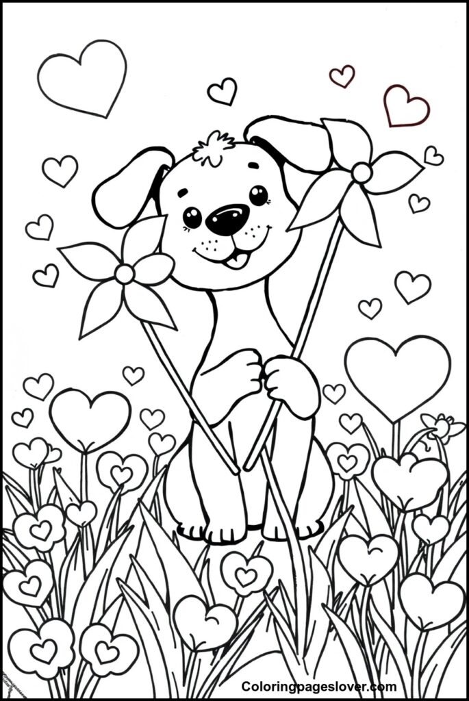 Puppy Valentine Coloring Pages