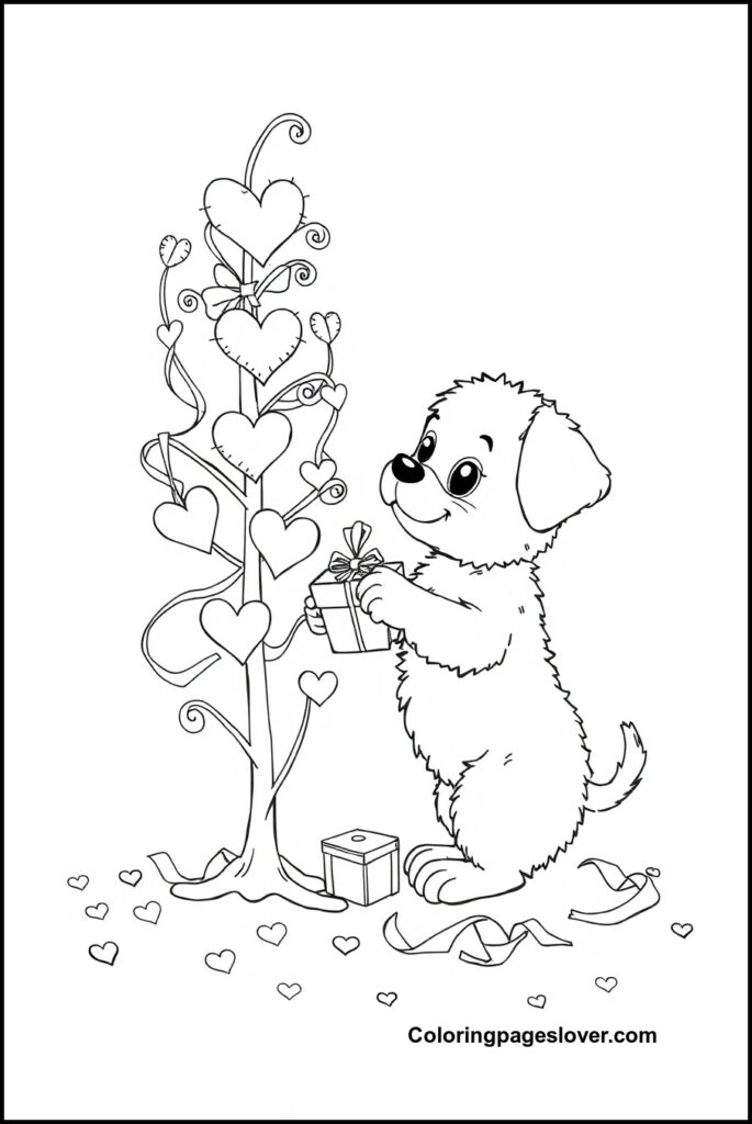 Puppy Valentine Coloring Pages