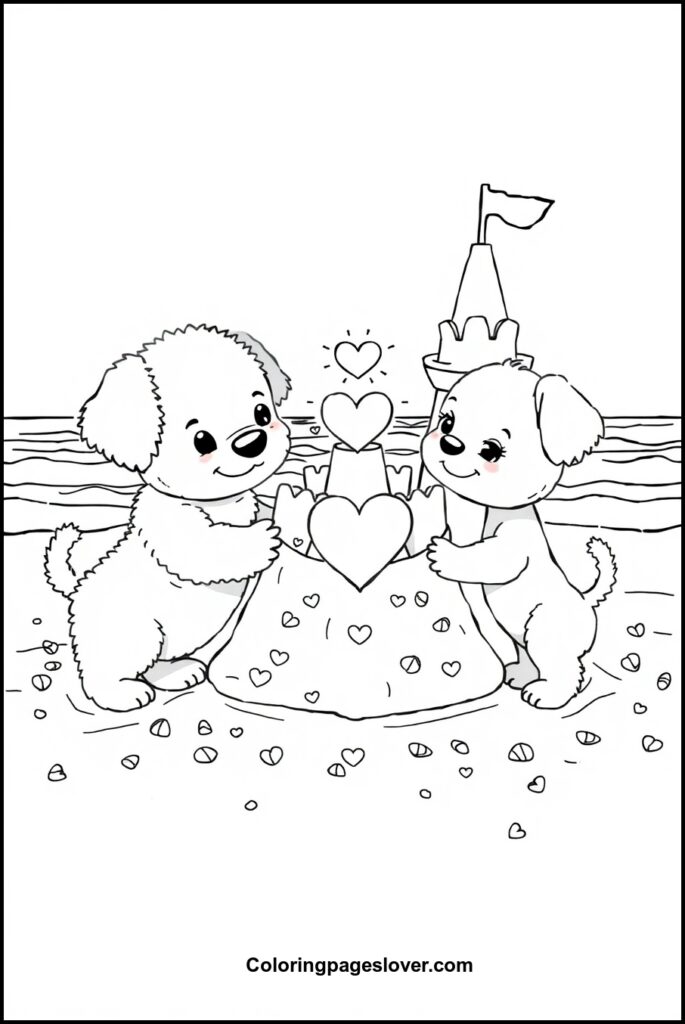 Puppy Valentine Coloring Pages