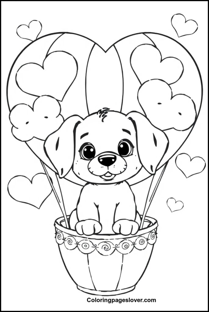 Puppy Valentine Coloring Pages