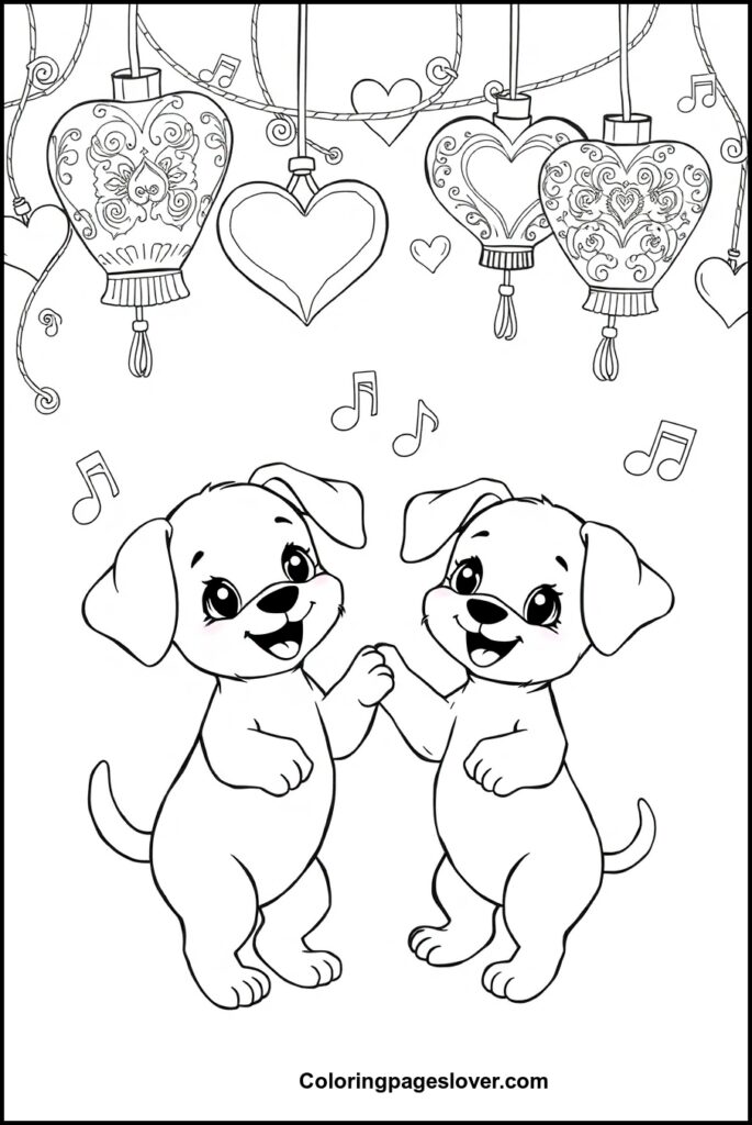 Puppy Valentine Coloring Pages