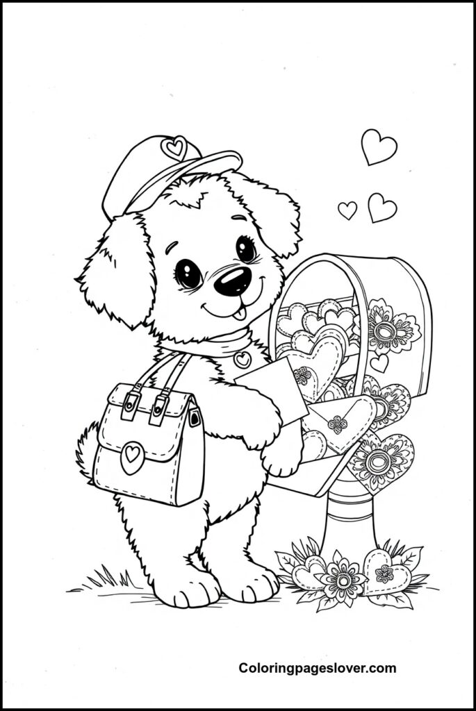 Puppy Valentine Coloring Pages