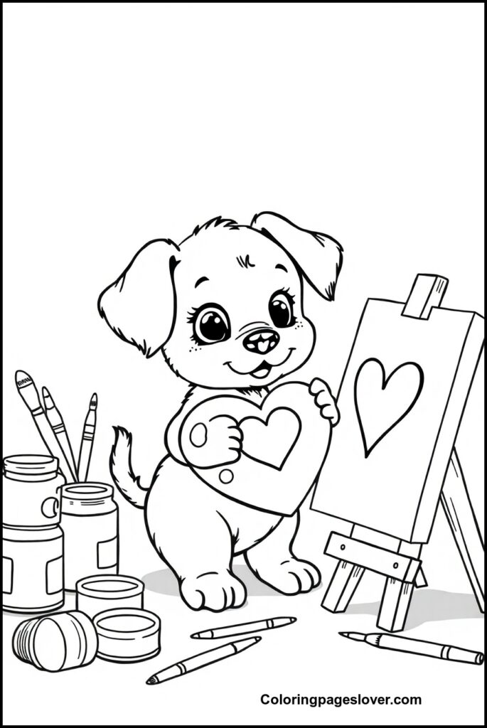 Puppy Valentine Coloring Pages