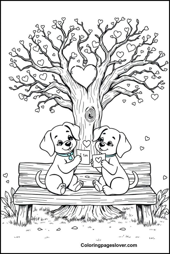 Puppy Valentine Coloring Pages