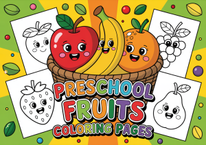 Colorful fruits in a basket illustration.