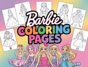 Coloring pages featuring Barbie characters.