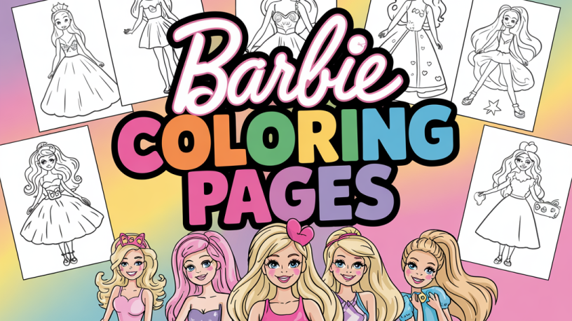 Coloring pages featuring Barbie characters.