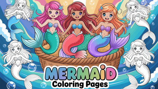 Colorful mermaids in a basket.