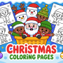 Santa and kids with coloring pages